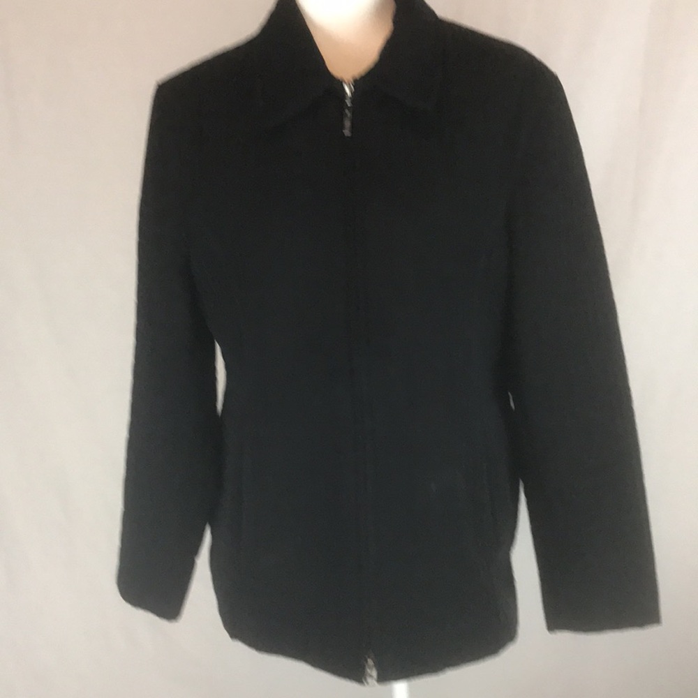 Anne Klein Black Quilted Jacket/ Coat Size Large